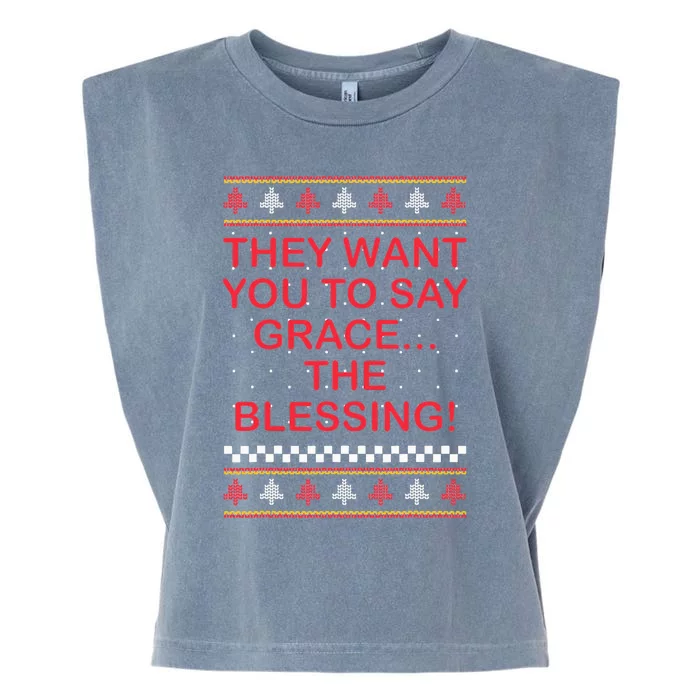 Grace The Blessing Ugly Christmas Sweaters Garment-Dyed Women's Muscle Tee