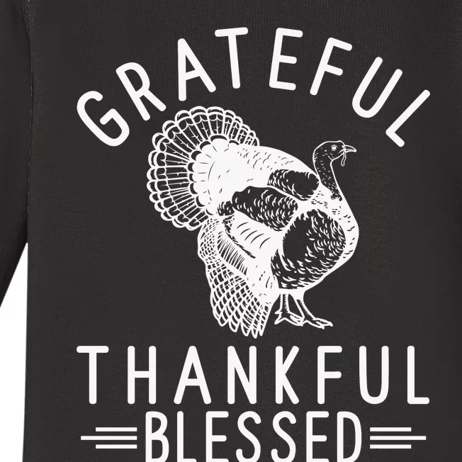 Grateful Thankful Blessed Baby Long Sleeve Bodysuit