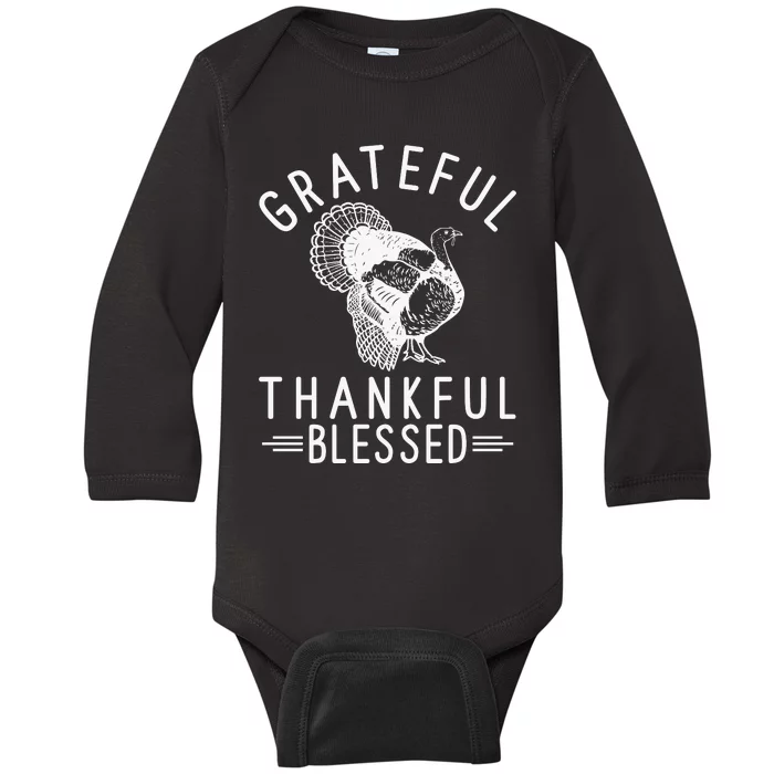 Grateful Thankful Blessed Baby Long Sleeve Bodysuit