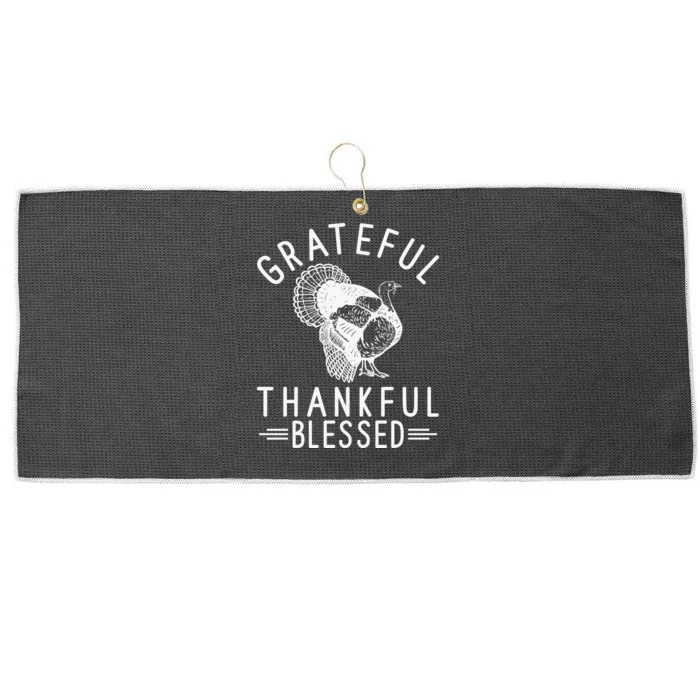 Grateful Thankful Blessed Large Microfiber Waffle Golf Towel