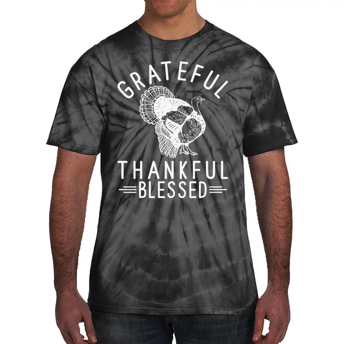 Grateful Thankful Blessed Tie-Dye T-Shirt