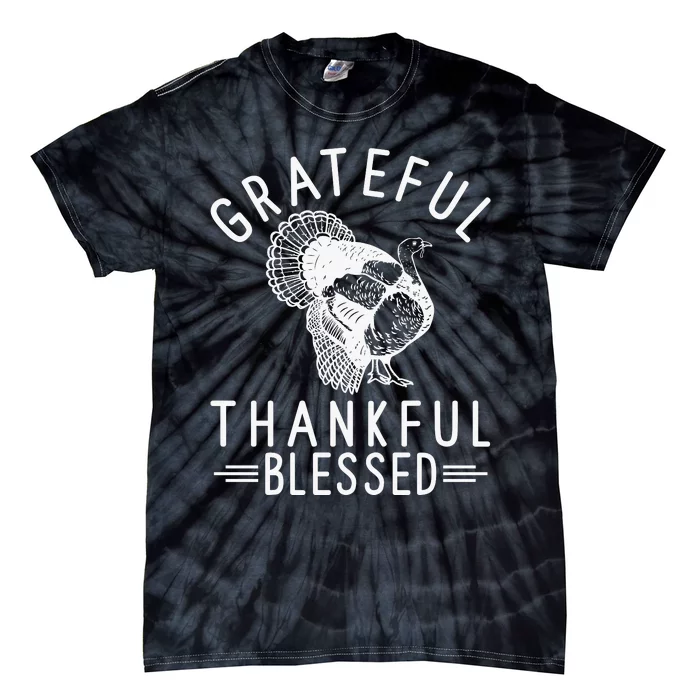 Grateful Thankful Blessed Tie-Dye T-Shirt