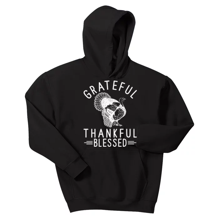 Grateful Thankful Blessed Kids Hoodie