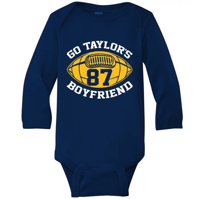 Go T.aylors Boyfriend Football Funny Go T.aylor's Baby Long Sleeve Bodysuit