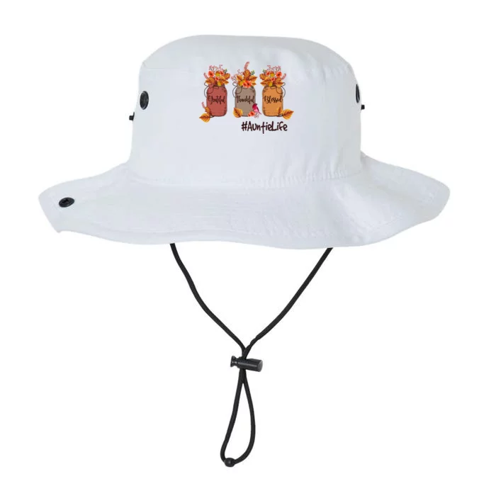 Grateful Thankful Blessed Auntie Life Thanksgiving Floral Gift Legacy Cool Fit Booney Bucket Hat