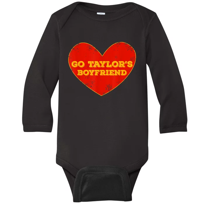 Go Taylor’S Boyfriend Red Heart Funny Baby Long Sleeve Bodysuit