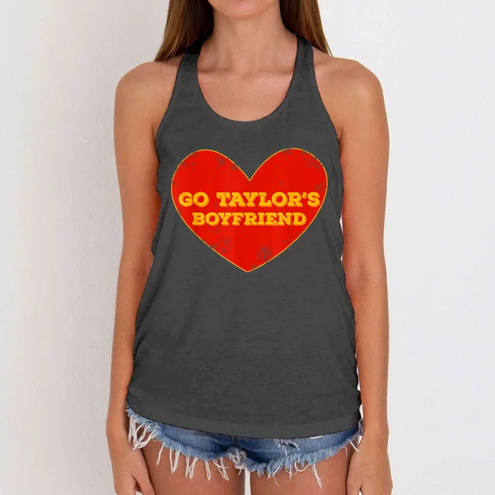 Go Taylor’S Boyfriend Red Heart Funny Women's Knotted Racerback Tank