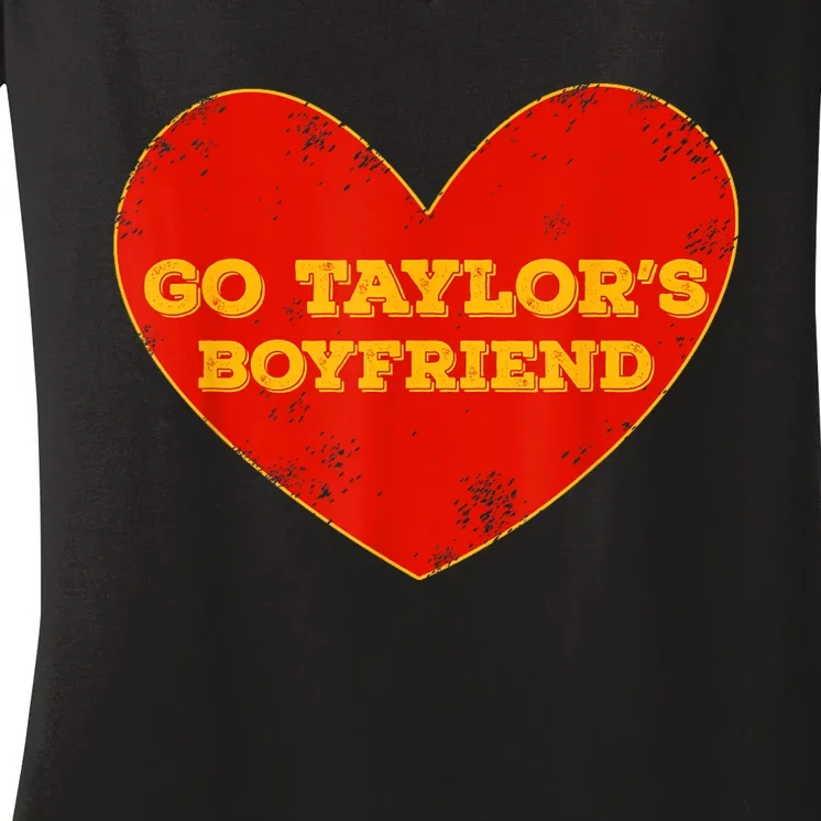 Go Taylor’S Boyfriend Red Heart Funny Women's V-Neck T-Shirt