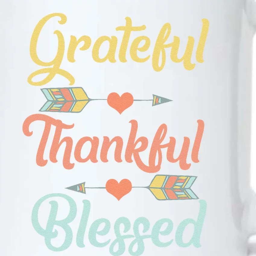 Grateful Thankful Blessed Cool Thanksgiving Day Gift Black Color Changing Mug