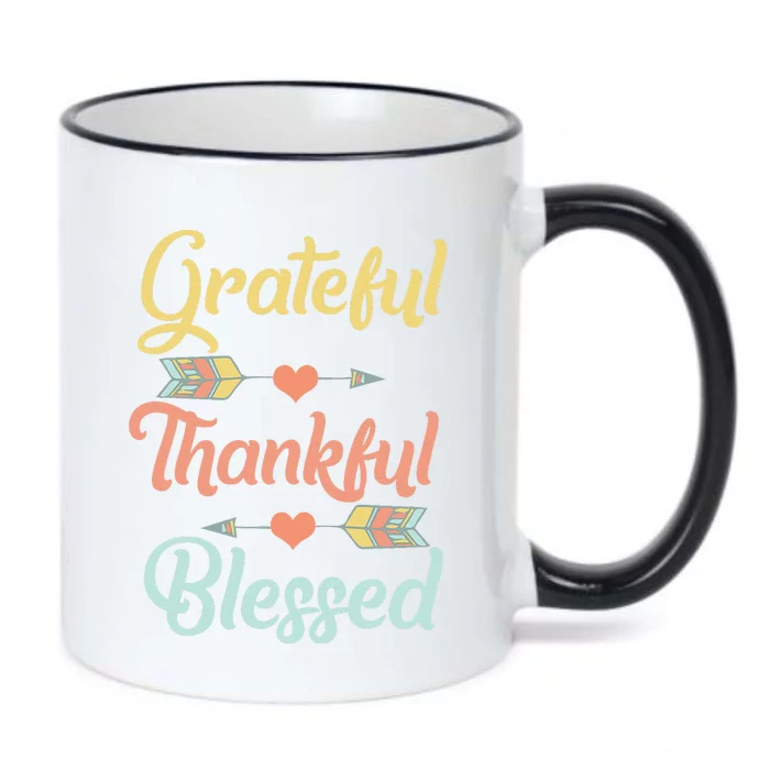 Grateful Thankful Blessed Cool Thanksgiving Day Gift Black Color Changing Mug