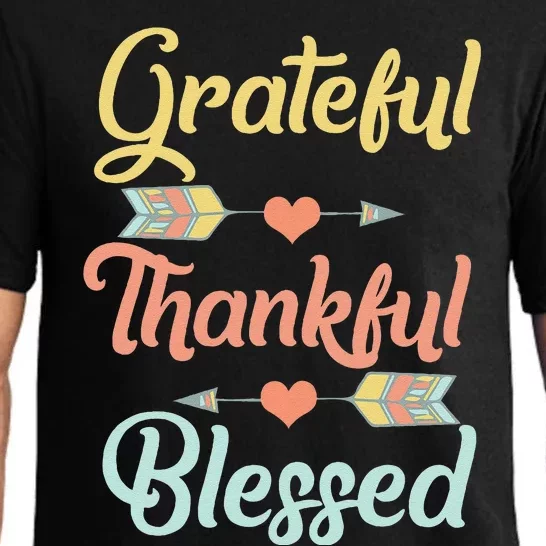 Grateful Thankful Blessed Cool Thanksgiving Day Gift Pajama Set