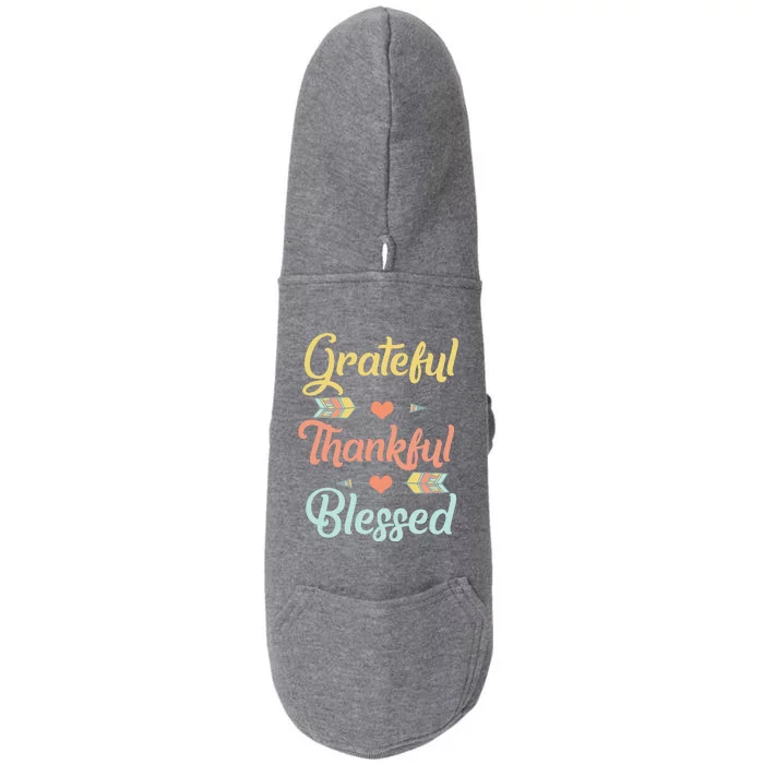 Grateful Thankful Blessed Cool Thanksgiving Day Gift Doggie 3-End Fleece Hoodie