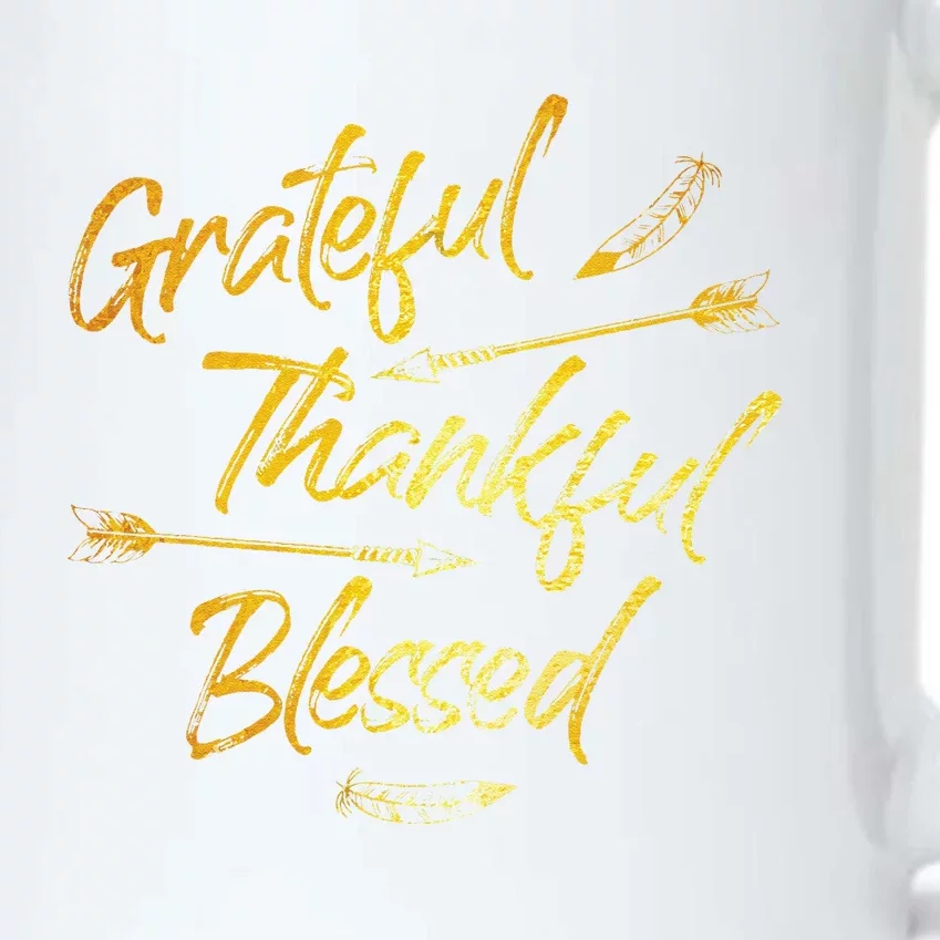 Grateful Thankful Blessed Gold Thanksgiving Day Gift Black Color Changing Mug