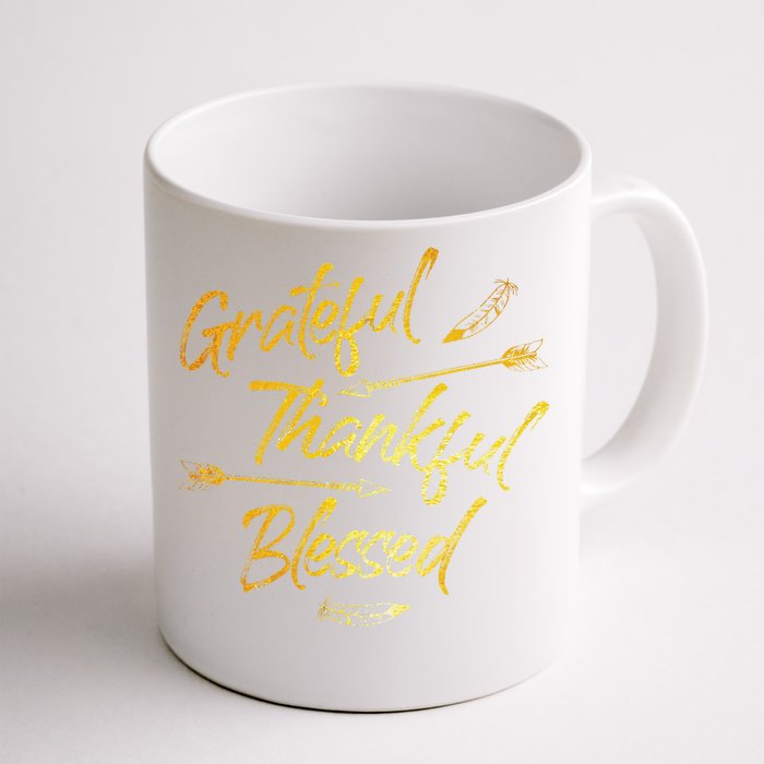 Grateful Thankful Blessed Gold Thanksgiving Day Gift Front & Back Coffee Mug