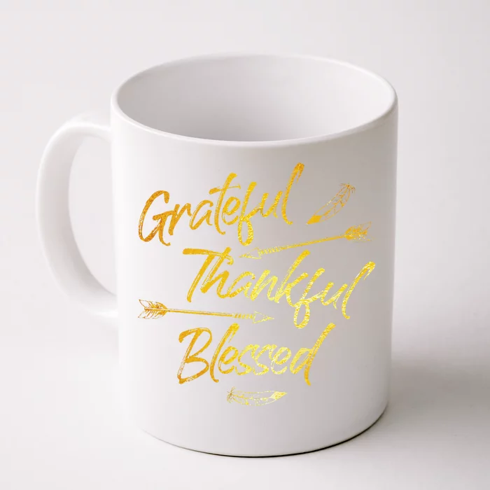 Grateful Thankful Blessed Gold Thanksgiving Day Gift Front & Back Coffee Mug