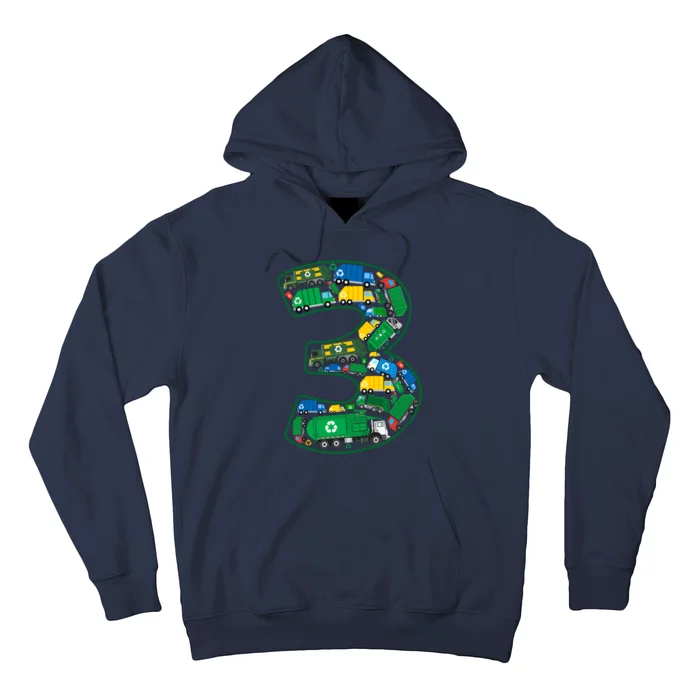 Garbage Truck Boy 3rd Birthday 3 Years Old Garbage Truck Boy Hoodie