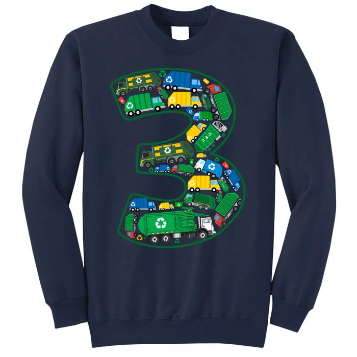 Garbage Truck Boy 3rd Birthday 3 Years Old Garbage Truck Boy Tall Sweatshirt