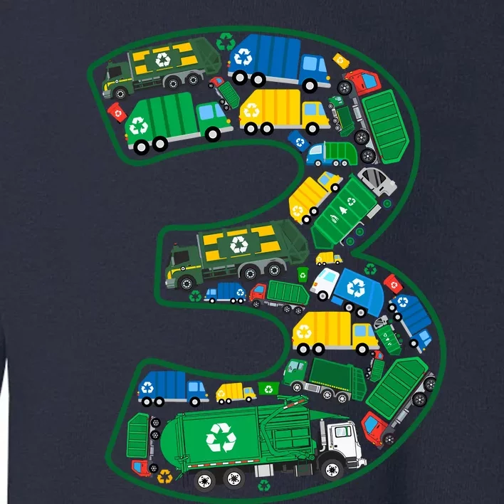 Garbage Truck Boy 3rd Birthday 3 Years Old Garbage Truck Boy Toddler Sweatshirt