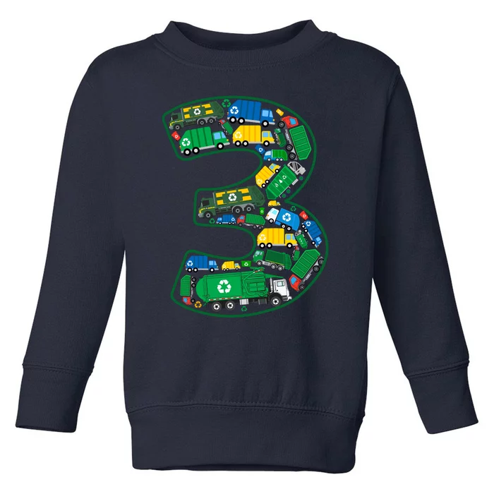 Garbage Truck Boy 3rd Birthday 3 Years Old Garbage Truck Boy Toddler Sweatshirt