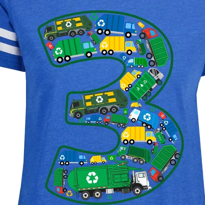 Garbage Truck Boy 3rd Birthday 3 Years Old Garbage Truck Boy Enza Ladies Jersey Football T-Shirt