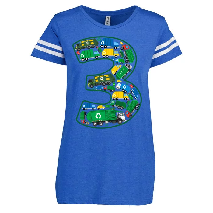 Garbage Truck Boy 3rd Birthday 3 Years Old Garbage Truck Boy Enza Ladies Jersey Football T-Shirt