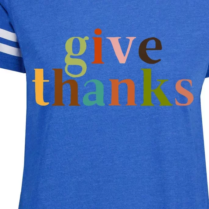 Give Thanks Be Thankful Thankgiving Enza Ladies Jersey Football T-Shirt