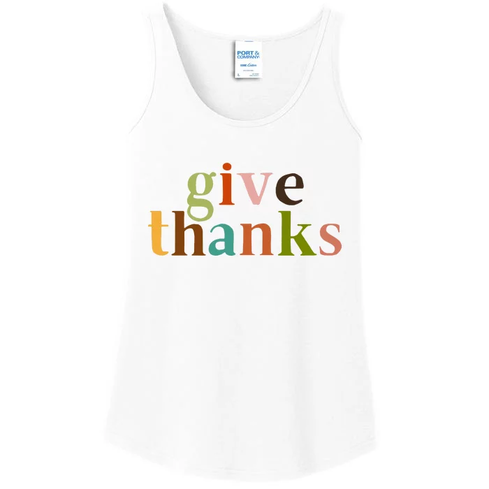 Give Thanks Be Thankful Thankgiving Ladies Essential Tank