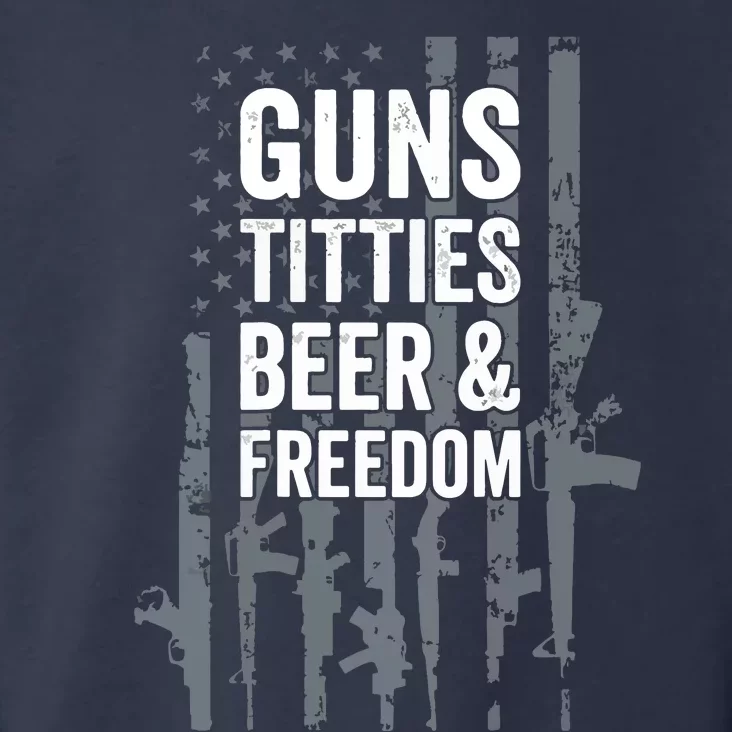 Guns Titties Beer & Freedom Funny Drinking USA Flag Toddler Hoodie