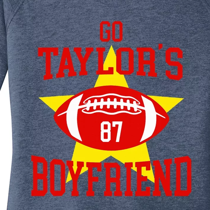 Go T.aylors Boyfriend Football Funny Go T.aylor's Boyfriend Women's Perfect Tri Tunic Long Sleeve Shirt