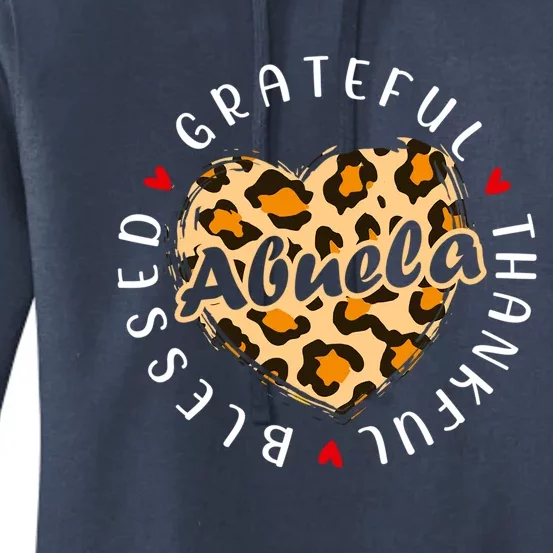 Grateful Thankful Blessed Abuela Leopard Heart Love Grandma Meaningful Gift Women's Pullover Hoodie