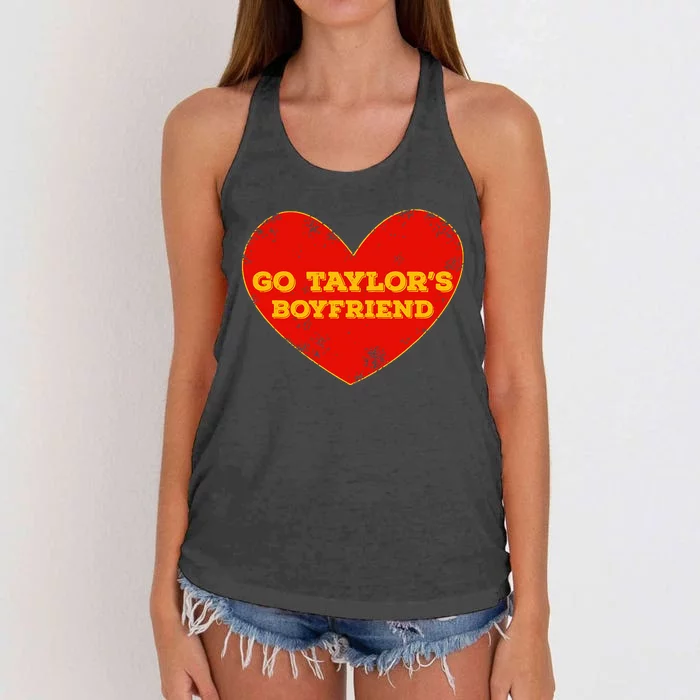 Go T.aylor’s Boyfriend Red Heart Funny Here For T.aylor Thing Women's Knotted Racerback Tank