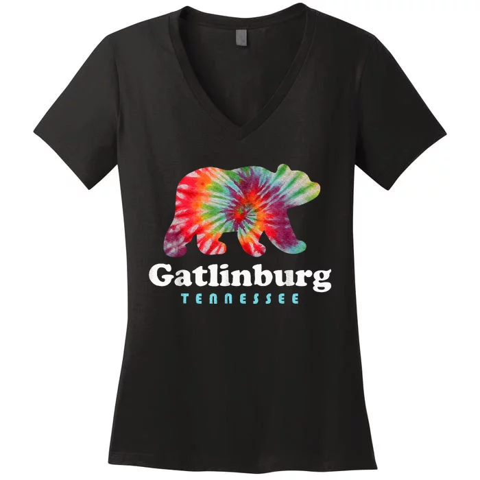 Gatlinburg Tennessee Bear Great Smoky Mountains Women's V-Neck T-Shirt