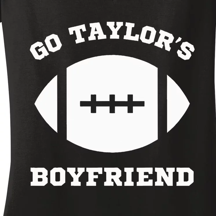 Go T.aylor's Boyfriend Football Red Women's V-Neck T-Shirt