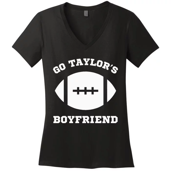 Go T.aylor's Boyfriend Football Red Women's V-Neck T-Shirt