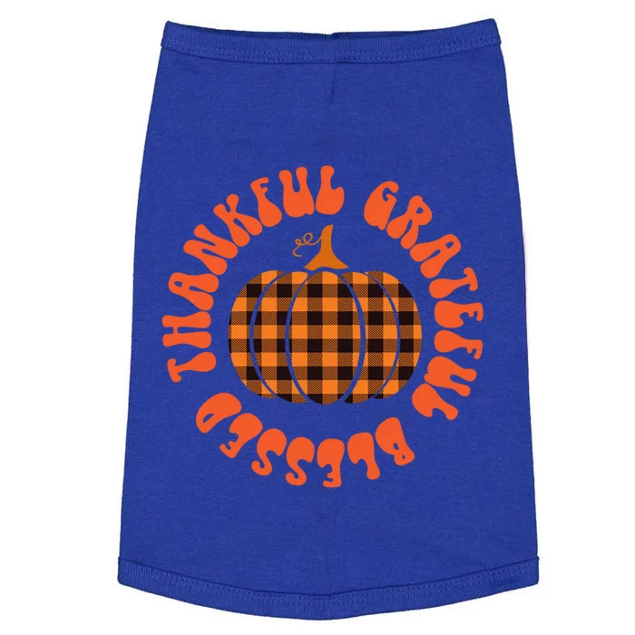 Grateful Thankful Blessed Plaid Pumpkin Thanksgiving Gift Doggie Tank