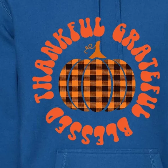 Grateful Thankful Blessed Plaid Pumpkin Thanksgiving Gift Premium Hoodie