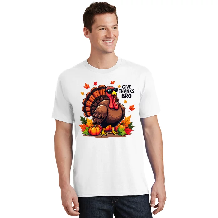 Give Thanks Bro Cute Turkey Thankful Thanksgiving T-Shirt