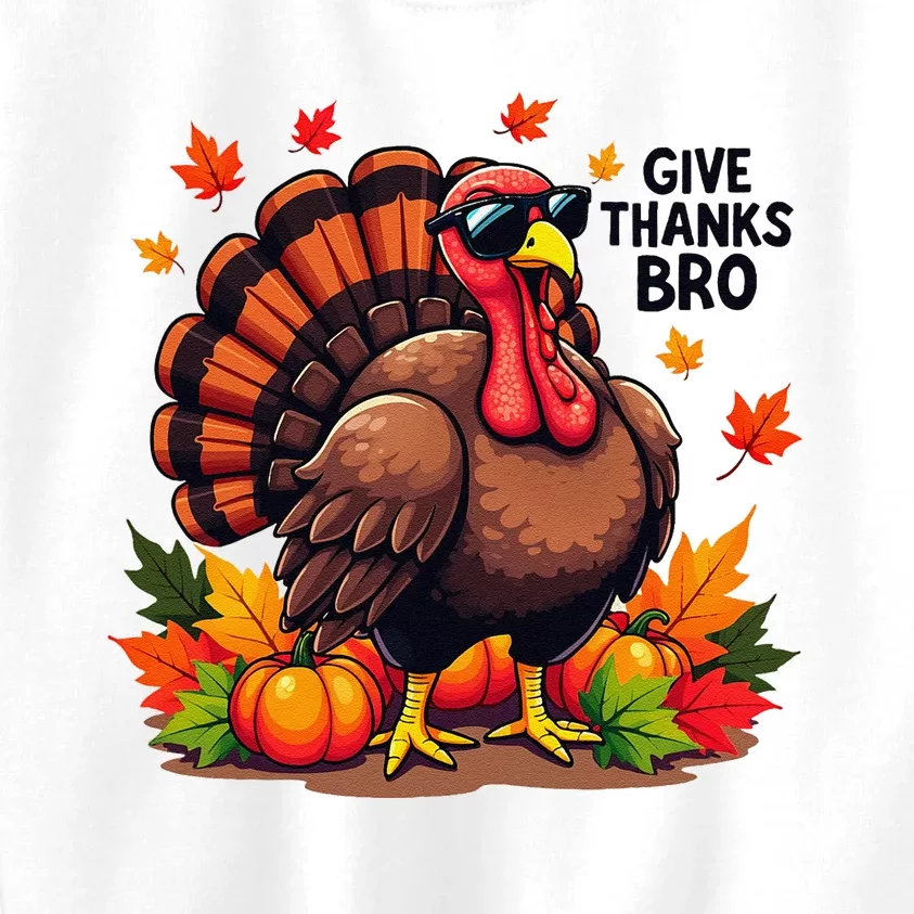 Give Thanks Bro Cute Turkey Thankful Thanksgiving Kids Sweatshirt