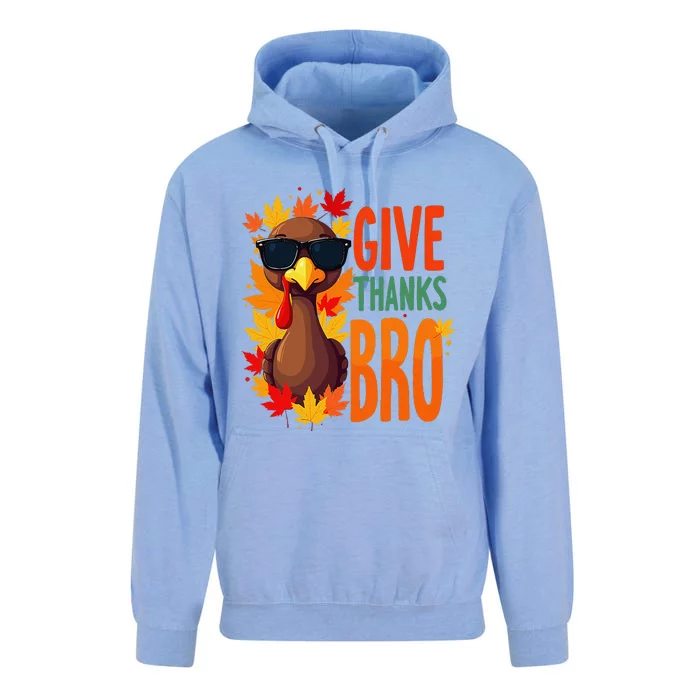 Give Thanks Bro Cute Turkey Thankful Thanksgiving Unisex Surf Hoodie