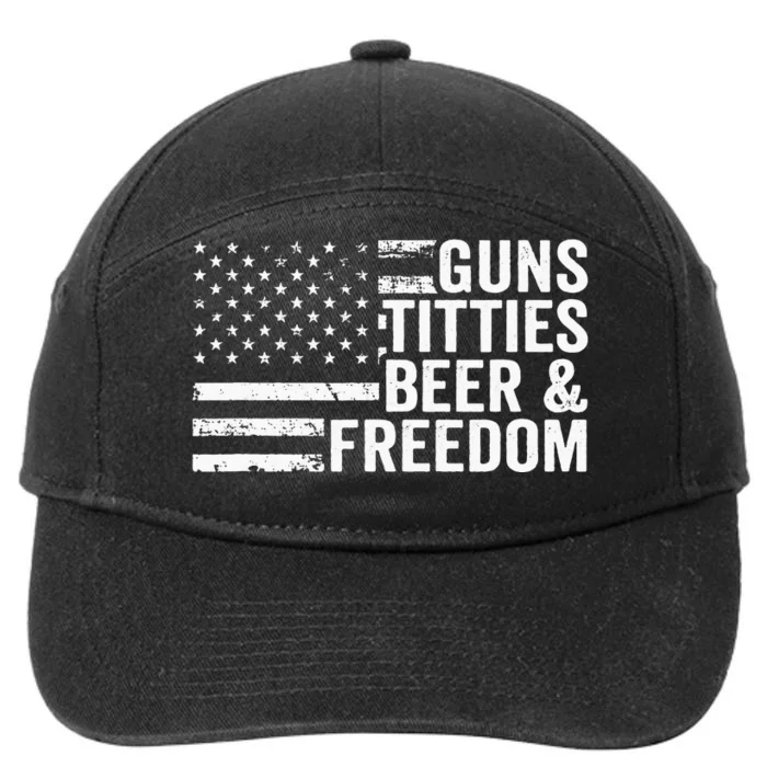 Guns Titties Beer & Freedom Funny Drinking USA Flag 7-Panel Snapback Hat