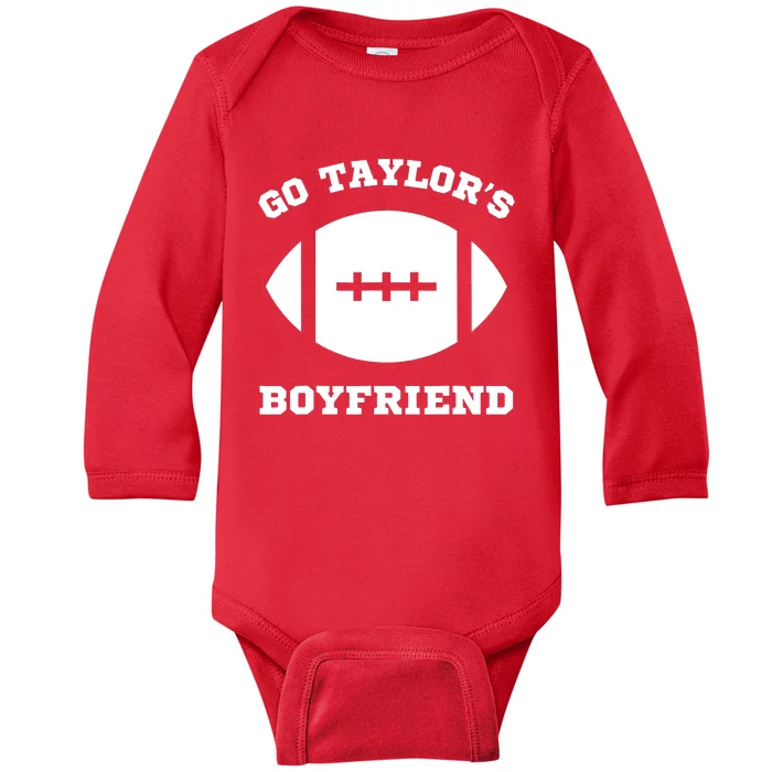 Go Taylor_s Boyfriend Football Red Baby Long Sleeve Bodysuit