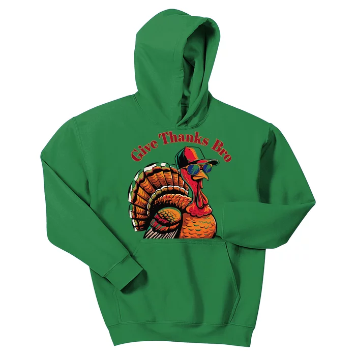 Give Thanks Bro Cute Turkey Thankful Thanksgiving Kids Hoodie