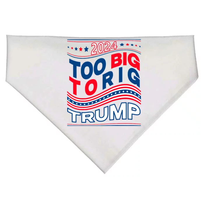 Groovy Too Big To Rig Saying Trump 2024 Funny Trump Quote Raglan Baseball USA-Made Doggie Bandana