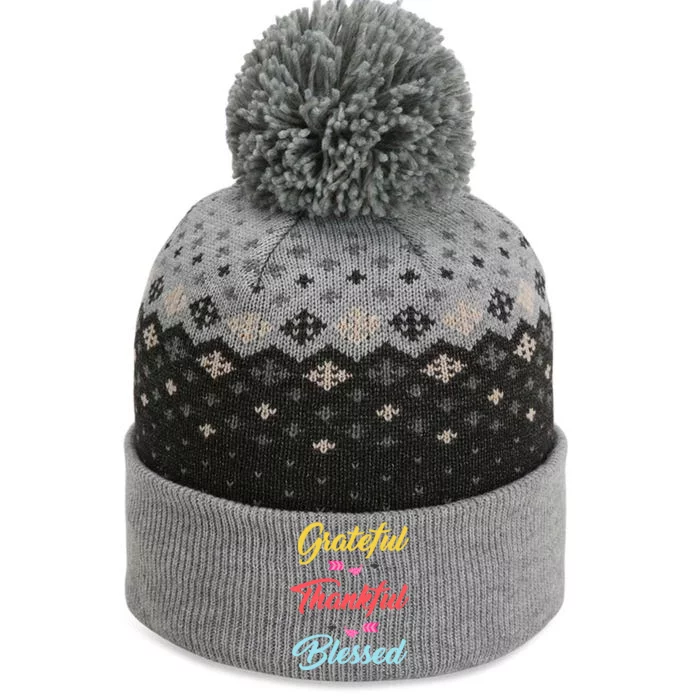 Grateful Thankful Blessed The Baniff Cuffed Pom Beanie