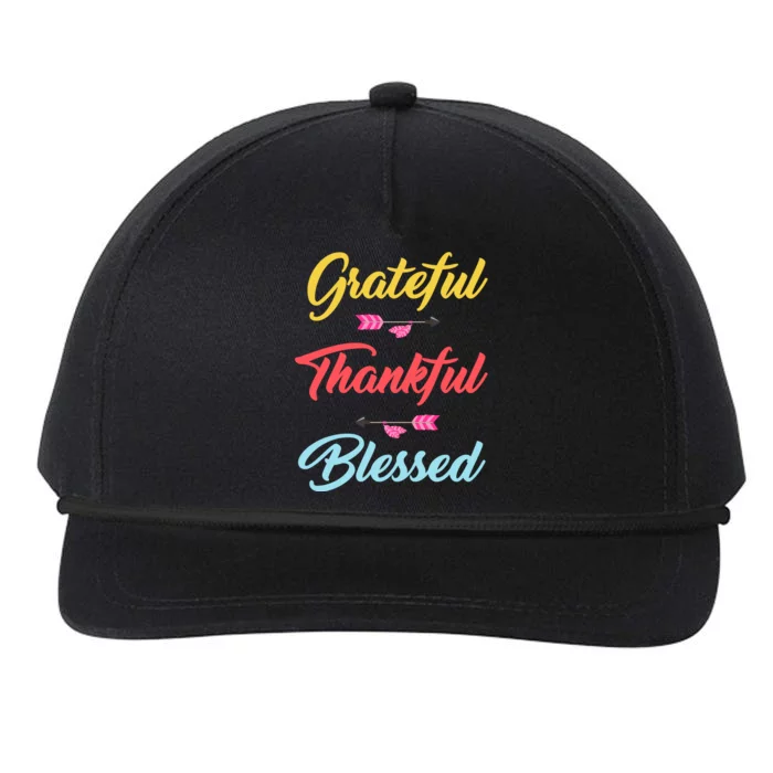 Grateful Thankful Blessed Snapback Five-Panel Rope Hat