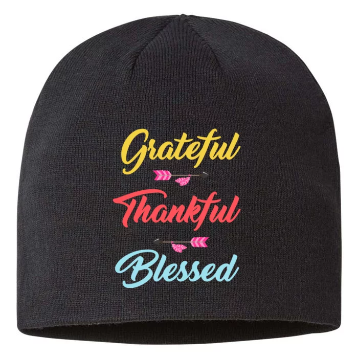 Grateful Thankful Blessed 8 1/2in Sustainable Knit Beanie