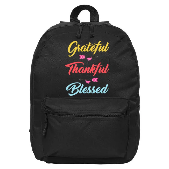 Grateful Thankful Blessed 16 in Basic Backpack