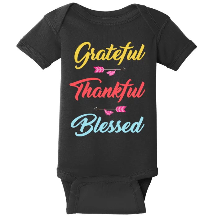 Grateful Thankful Blessed Baby Bodysuit