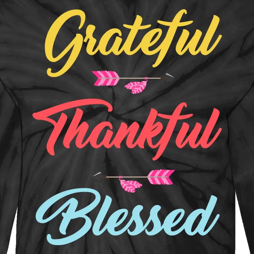 Grateful Thankful Blessed Tie-Dye Long Sleeve Shirt