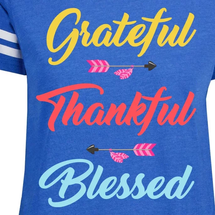 Grateful Thankful Blessed Enza Ladies Jersey Football T-Shirt